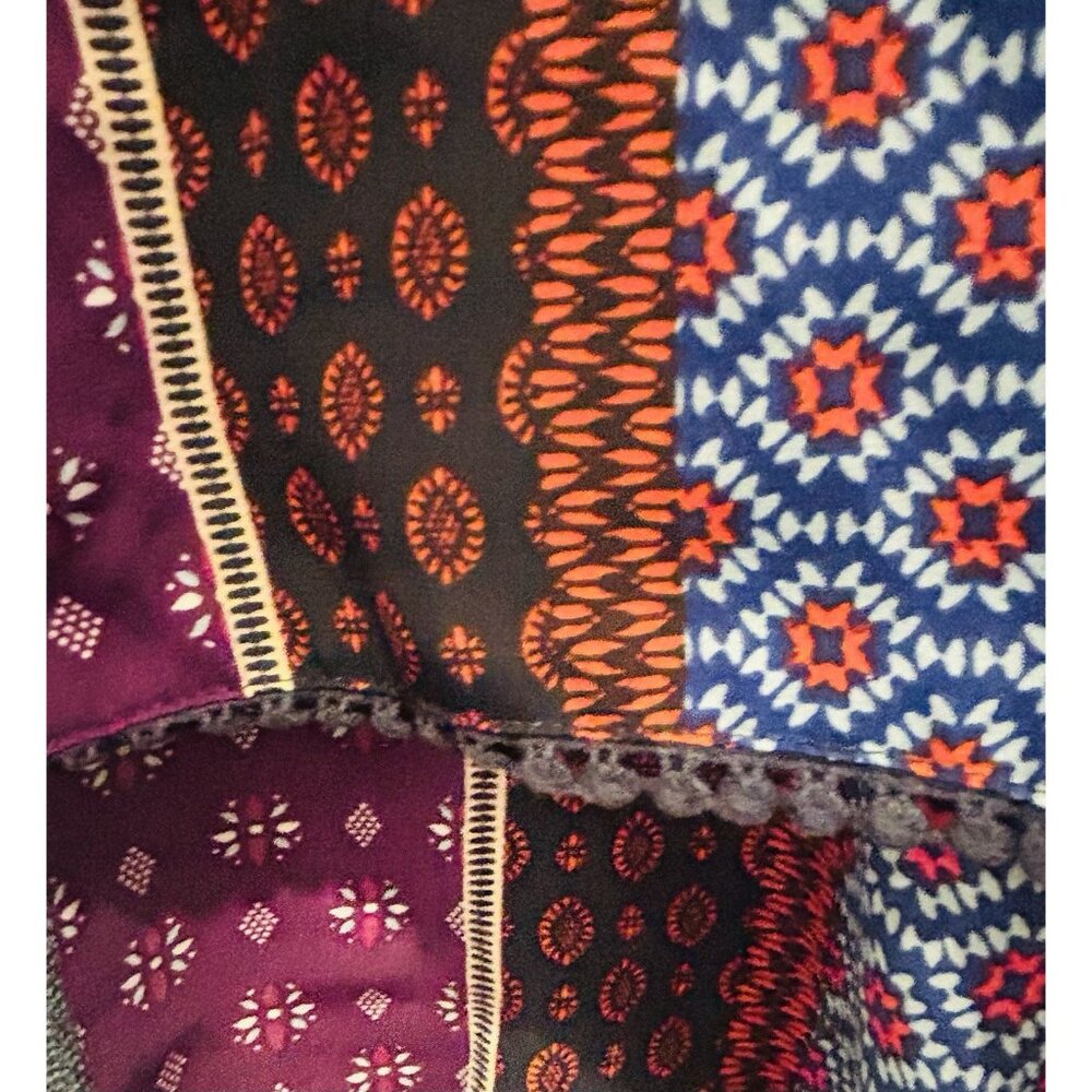 Women’s Size 3X Mix Print Embroidered Popover Blouse Boho Lagen Look Work Travel - Picture 3 of 13